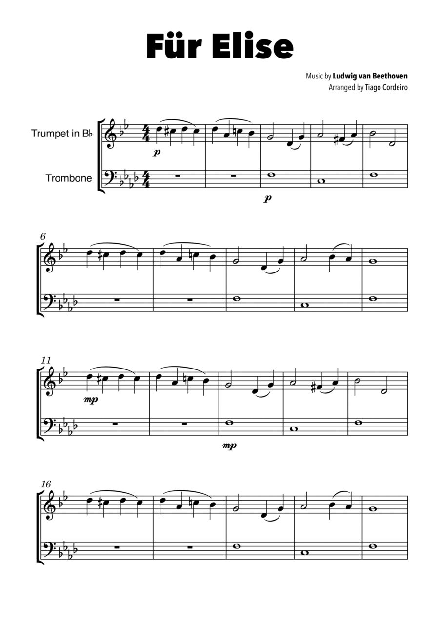 Für Elise Brass Duet scores gallery preview page 1
