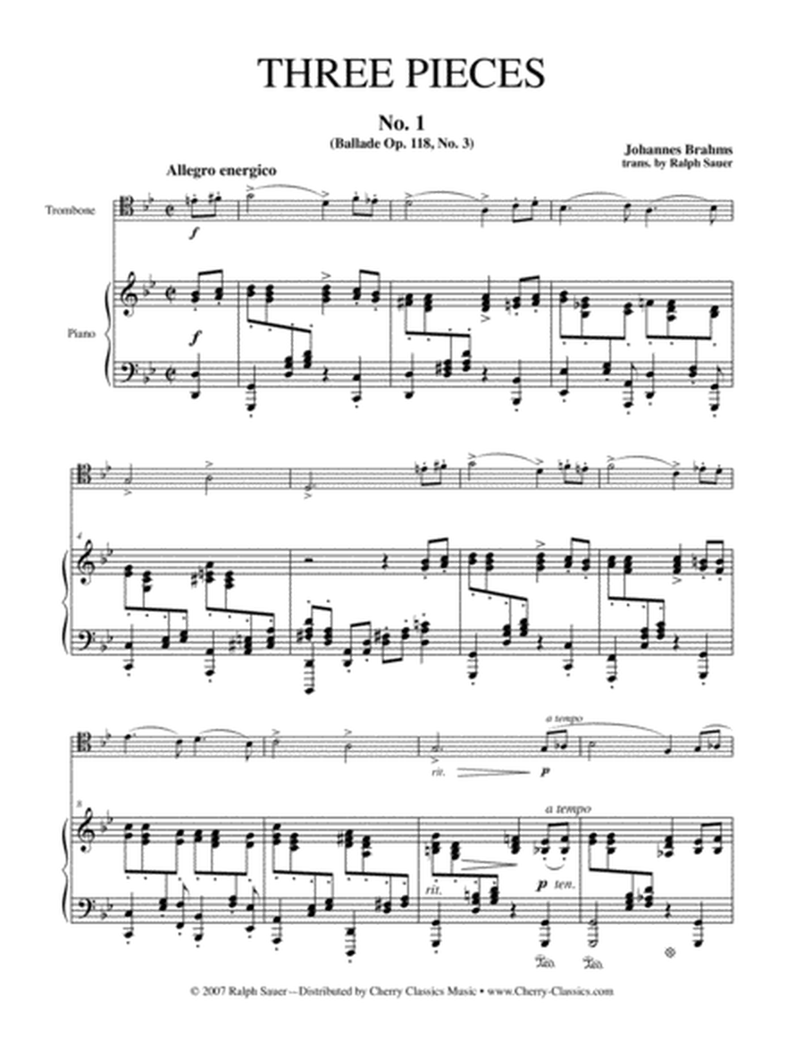 Three Pieces for Tenor Trombone and Piano