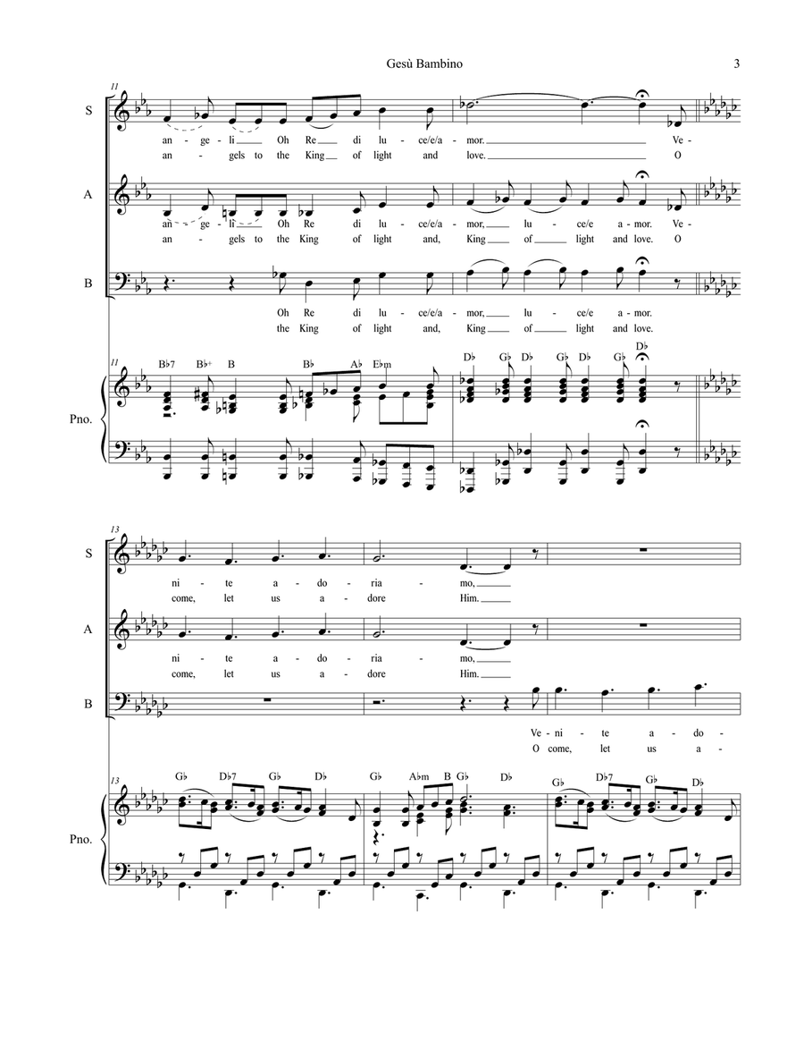 Gesu Bambino (for SAB) 3-Part scores gallery preview page 4