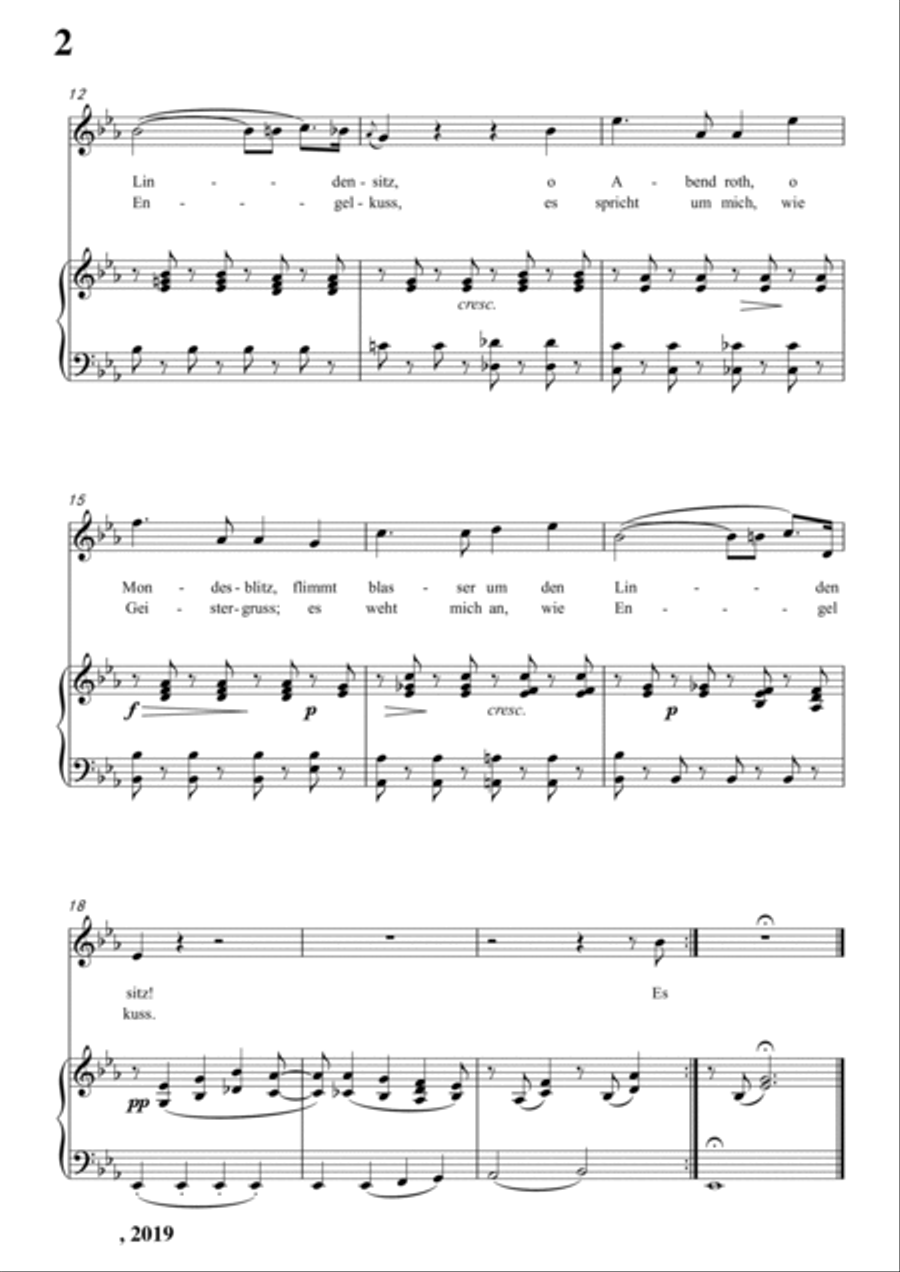 Schubert-Abends unter der Linde,D.237 in bE for Vocal and Piano Voice scores gallery preview page 3