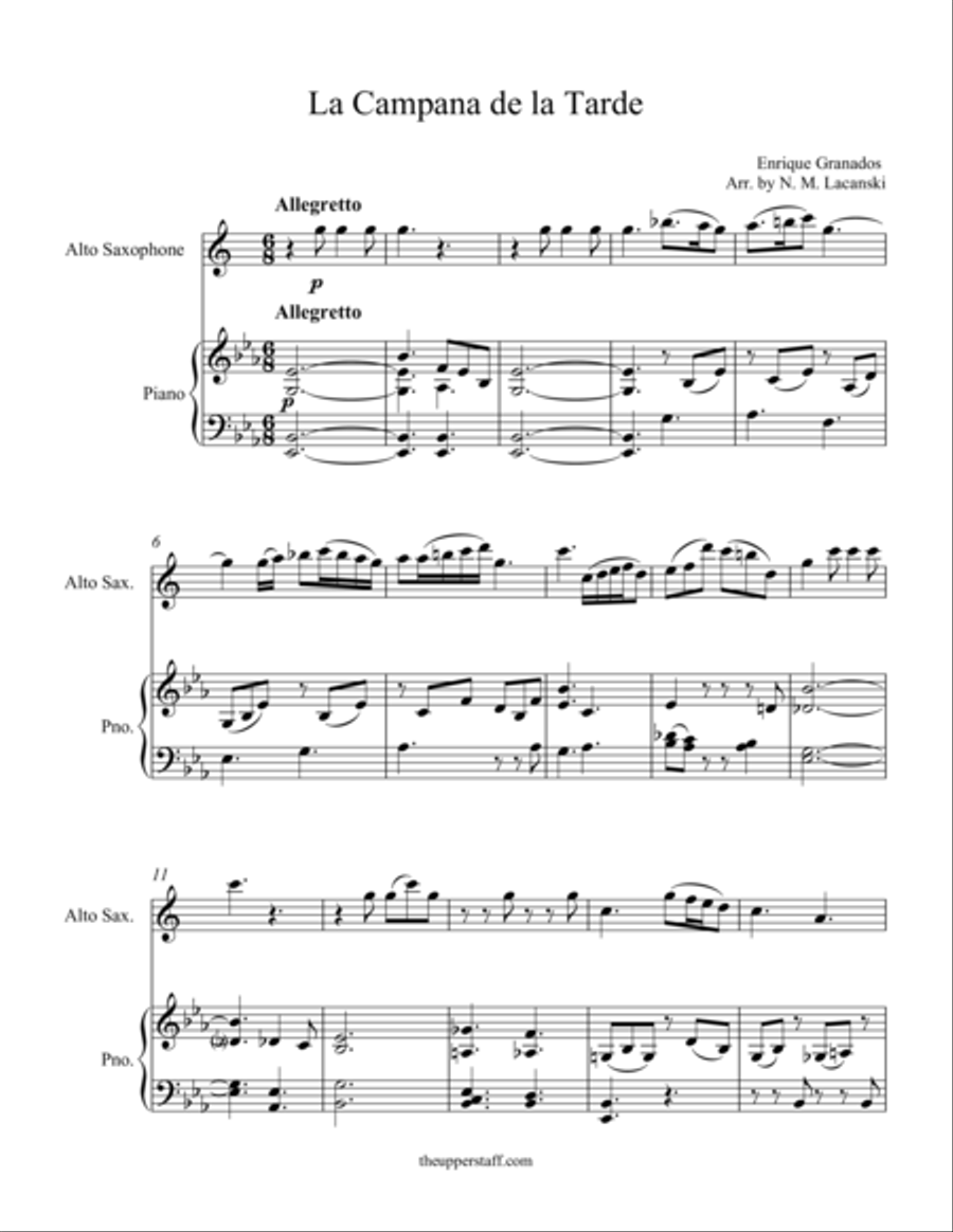 La Campana de la Tarde Alto Saxophone scores gallery preview page 1