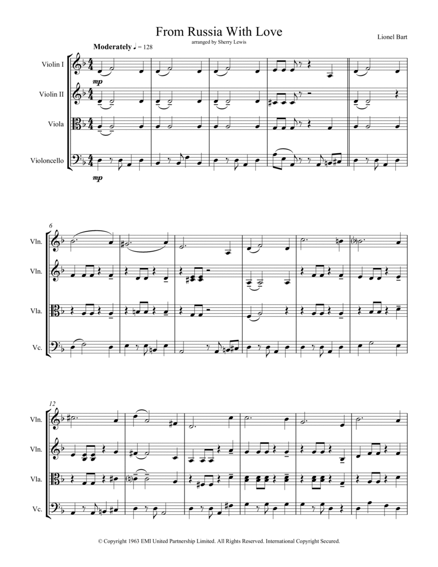 From Russia With Love String Quartet scores gallery preview page 1
