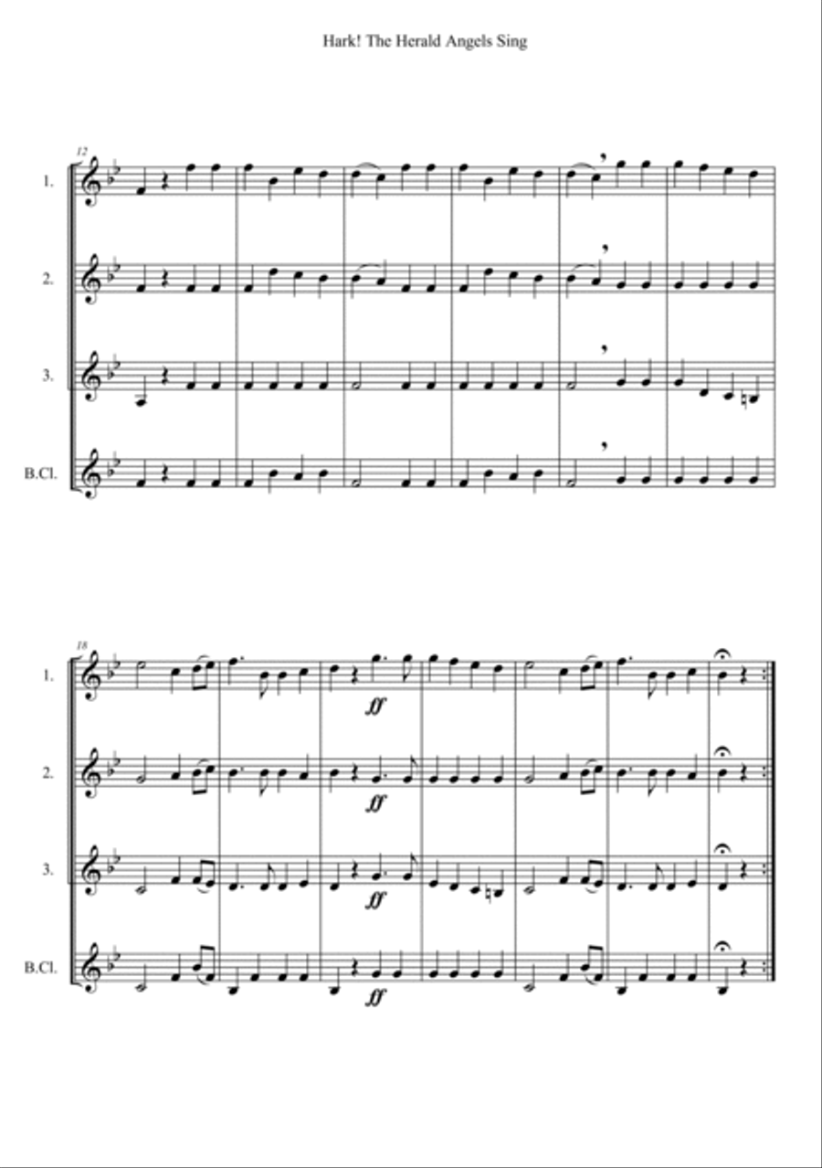 Hark! The Herald Angels Sing Woodwind Quartet scores gallery preview page 2