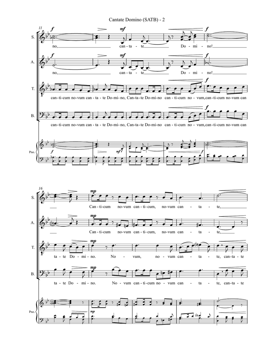 Cantate Domino (fanfare for SATB chorus) - SCORE with piano reduction 4-Part scores gallery preview page 4