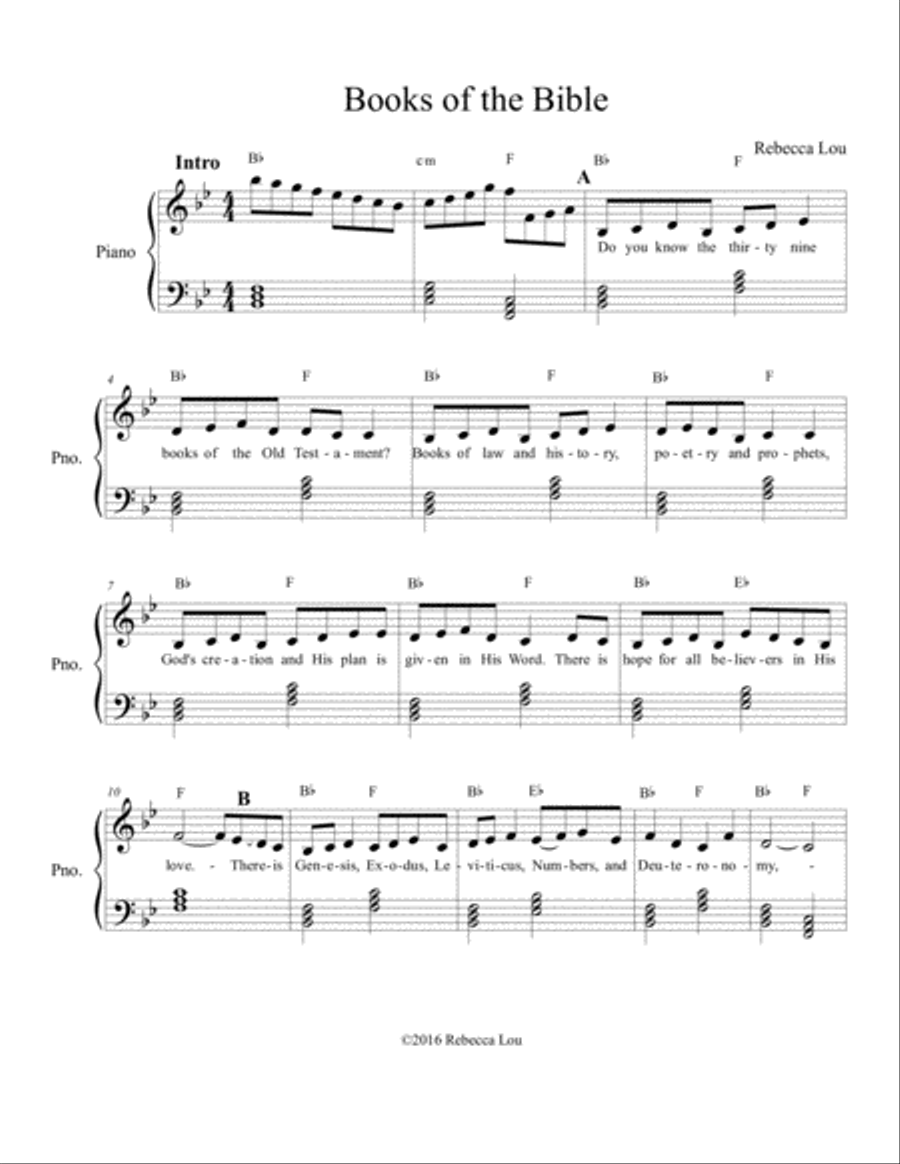 New Rendition of the Books of the Bible Unison Choir scores gallery preview page 1