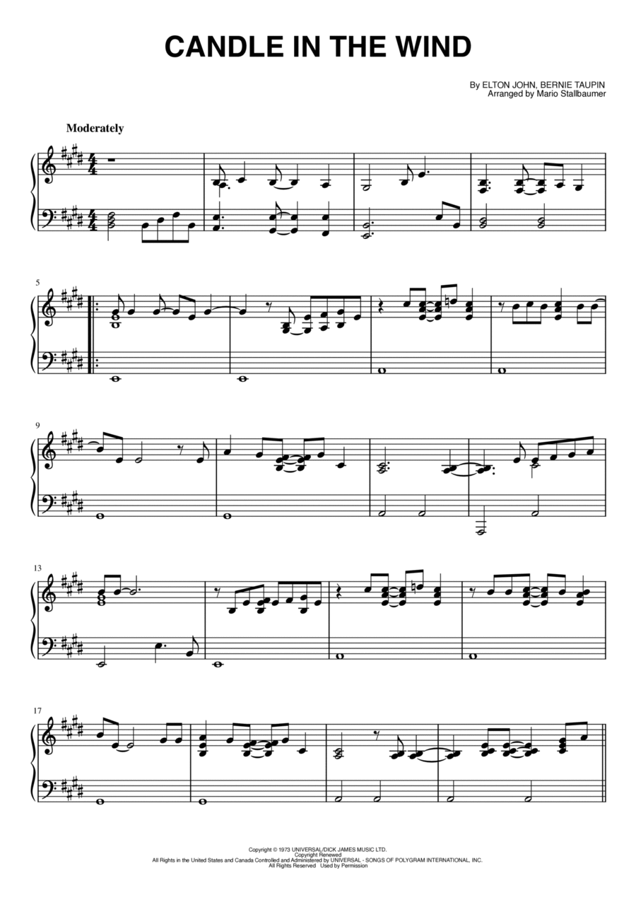 Candle In The Wind Piano Solo scores gallery preview page 1