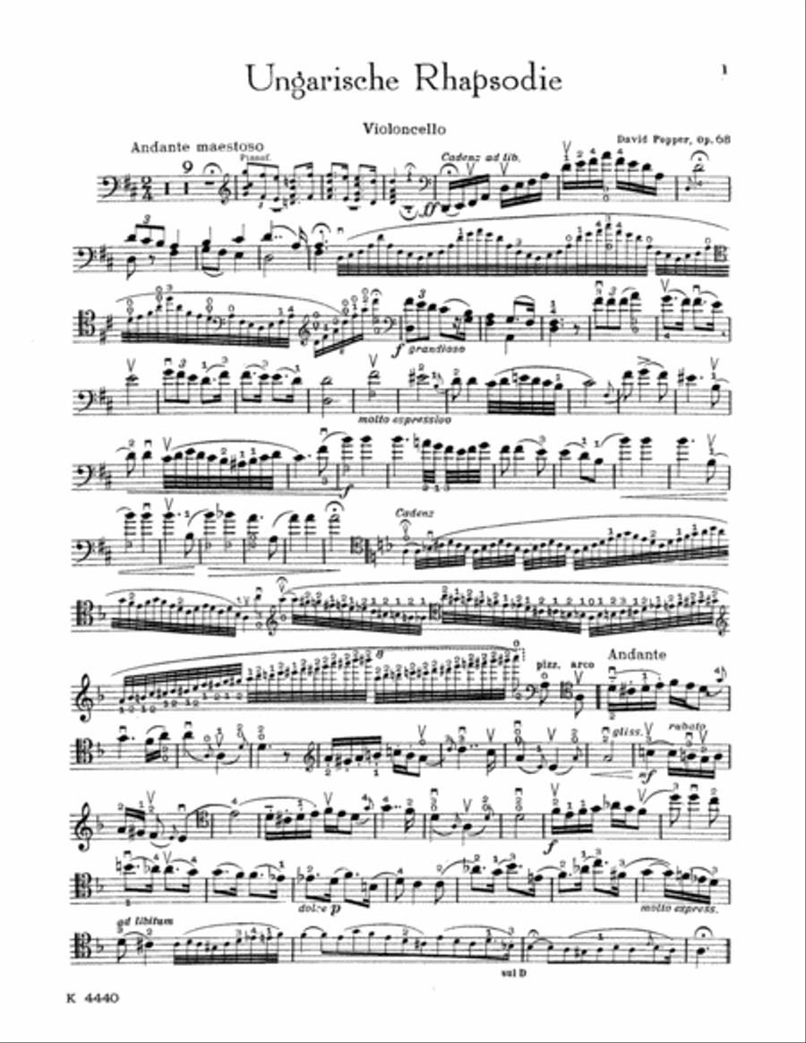 Popper: Hungarian Rhapsody, Op. 68 Part scores gallery preview page 1