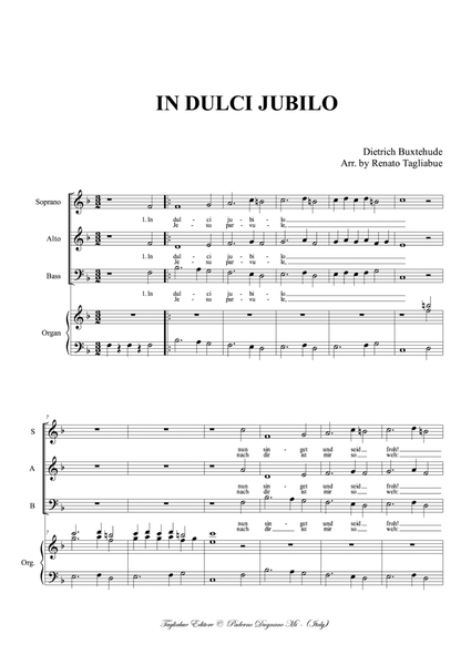BUXTEHUDE - IN DULCI JUBILO - Arr. for SAB Choir and Organ - BuxWV 52 image number null