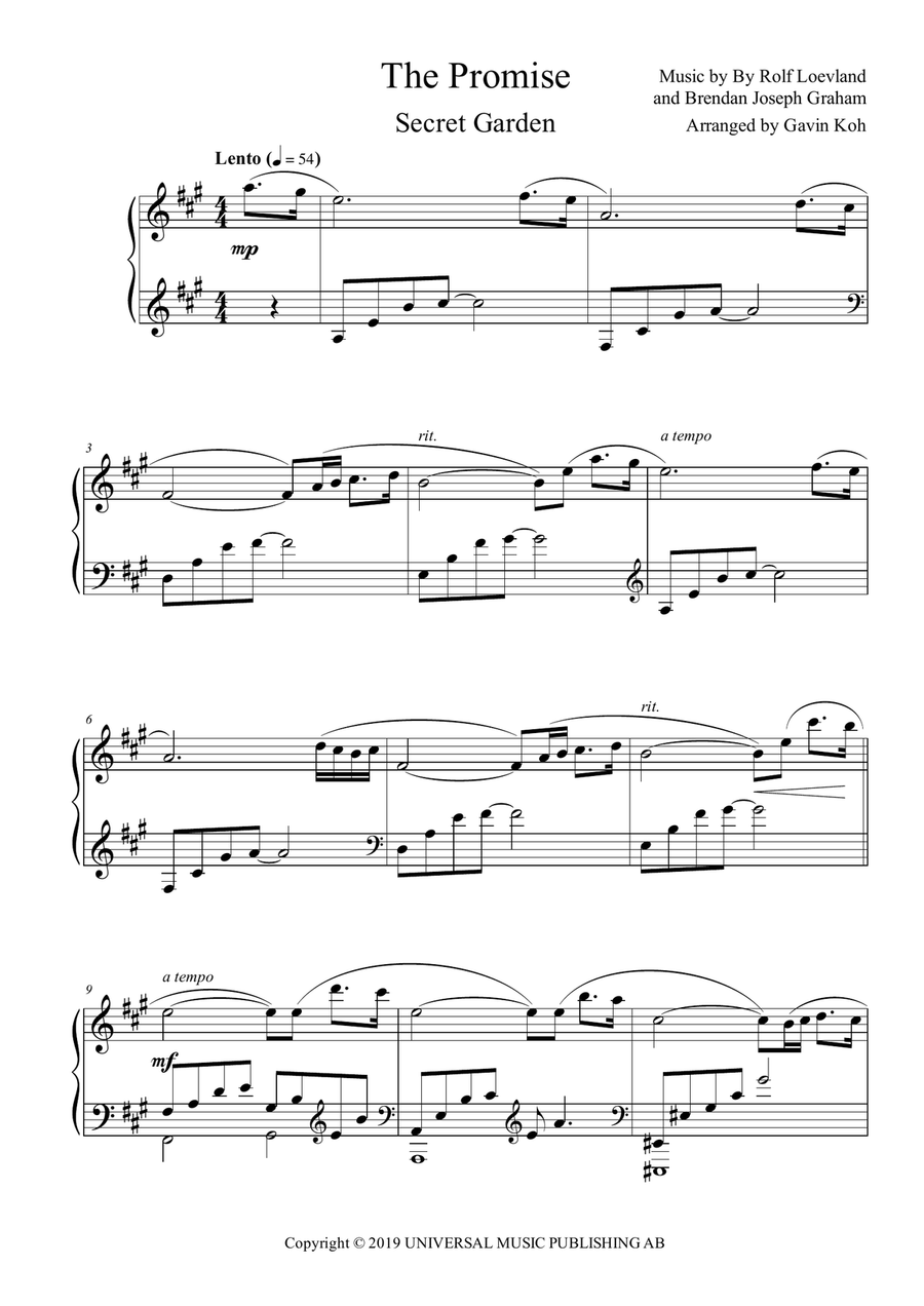 The Promise Piano Solo scores gallery preview page 1