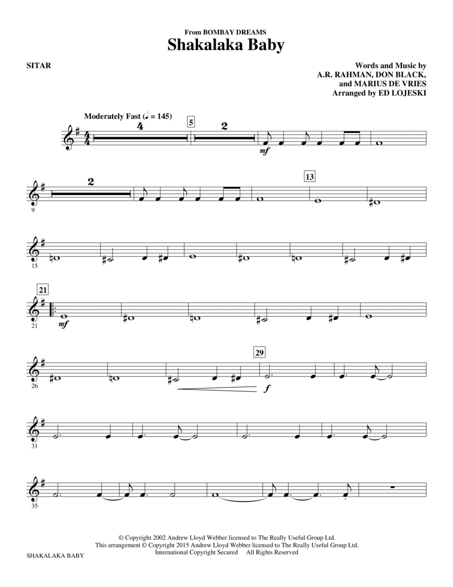 Shakalaka Baby (from Bombay Dreams) - Sitar Choir scores gallery preview page 1