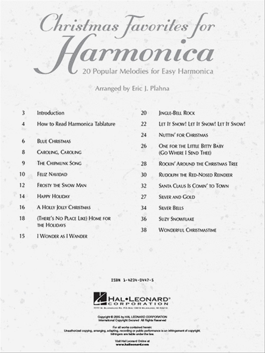 Christmas Favorites for Harmonica Guitar Tablature scores gallery preview page 2
