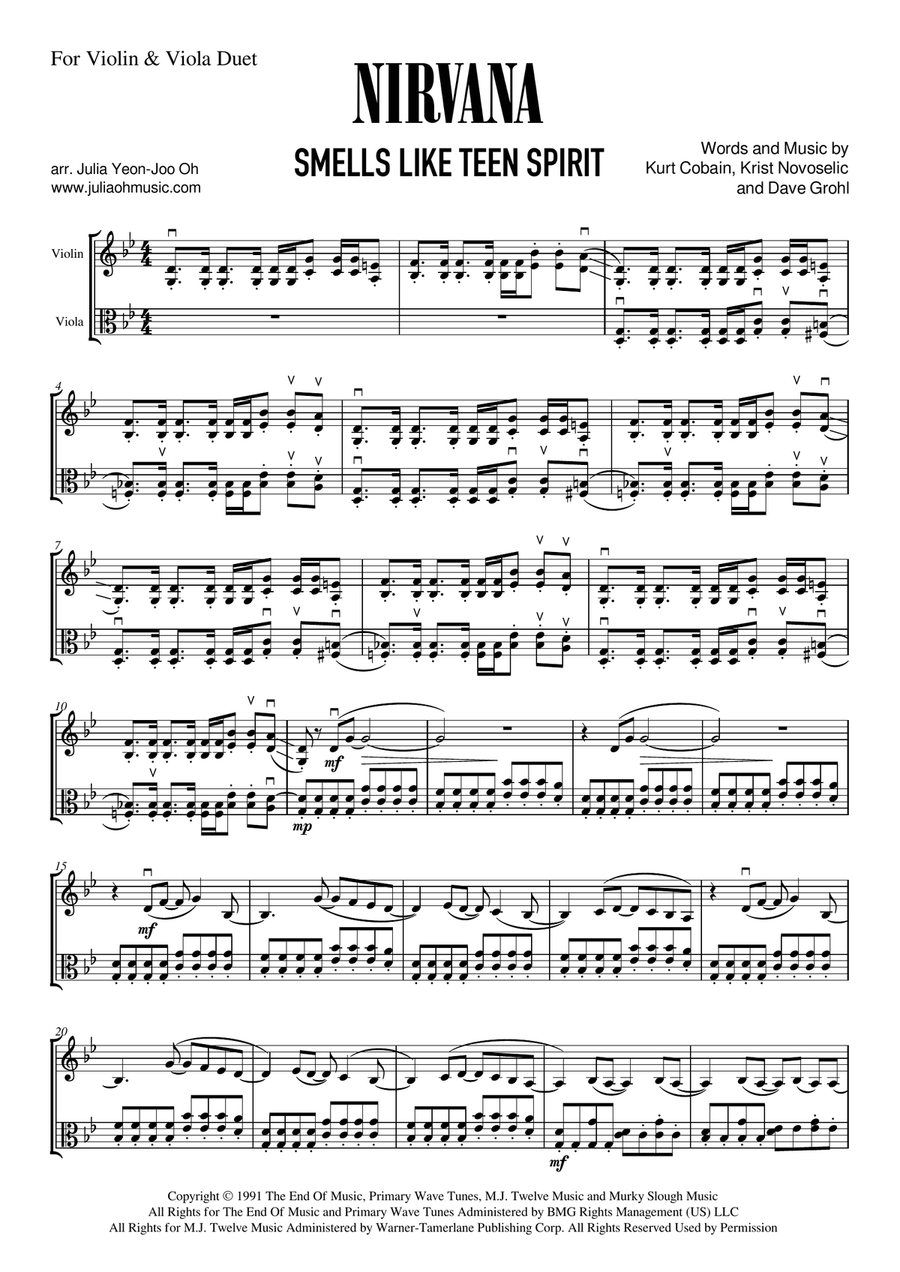 Smells Like Teen Spirit Smells Like Teen Spirit String Duet scores gallery preview page 1