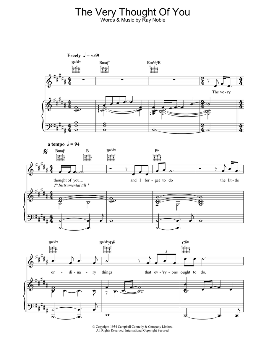 The Very Thought Of You The Very Thought Of You Piano, Vocal, Guitar scores gallery preview page 1
