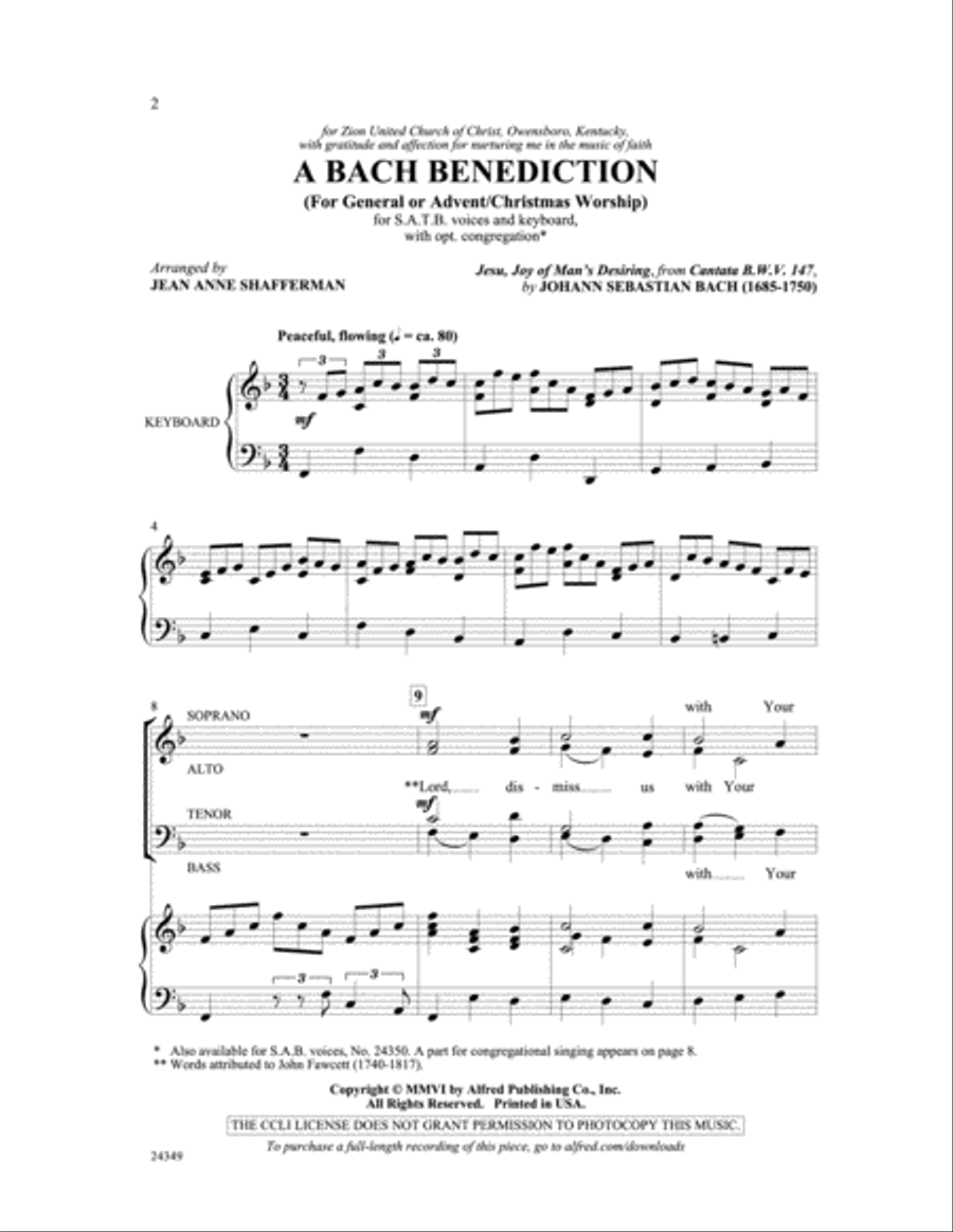 A Bach Benediction 4-Part scores gallery preview page 2