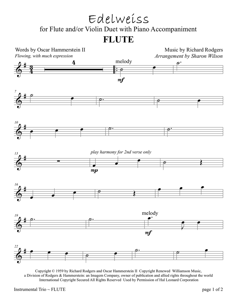 Edelweiss Flute scores gallery preview page 1