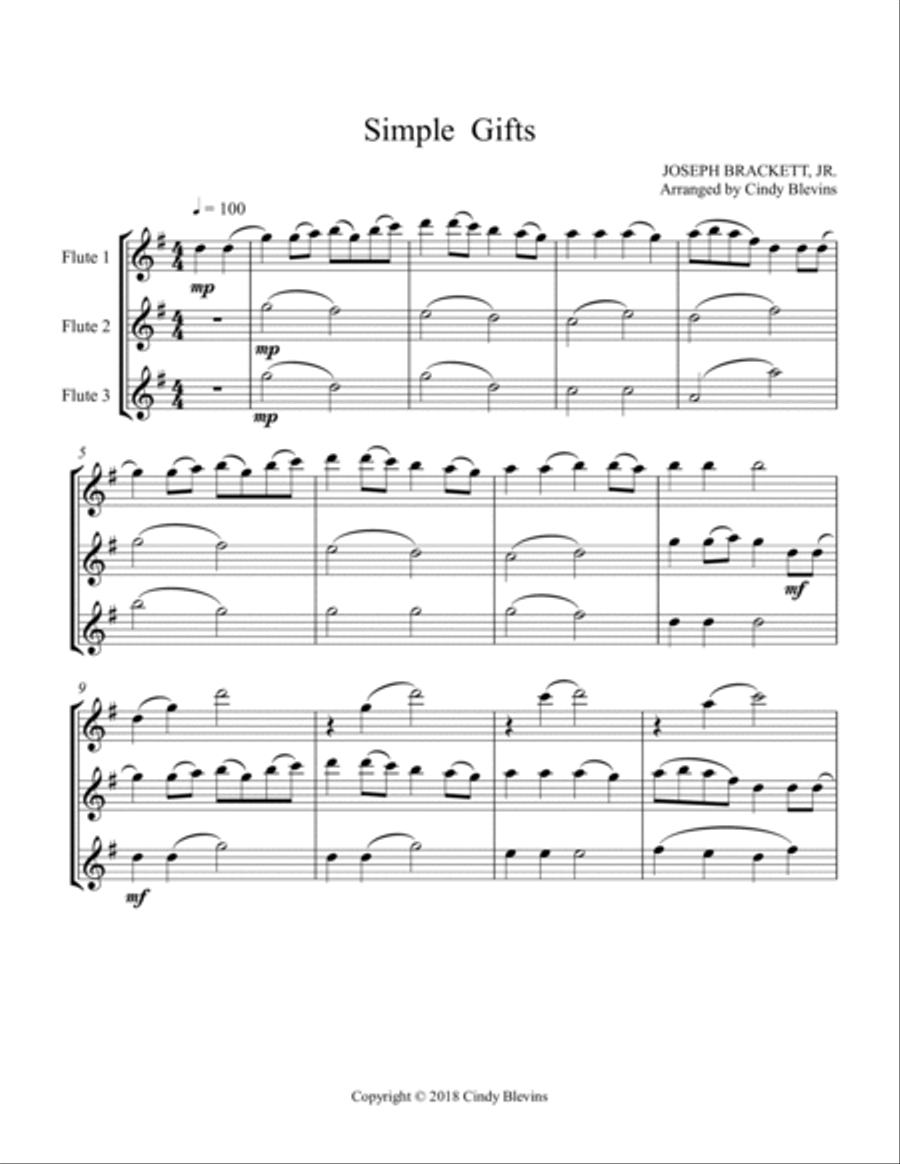 Simple Gifts, Flute Trio Flute Trio scores gallery preview page 2