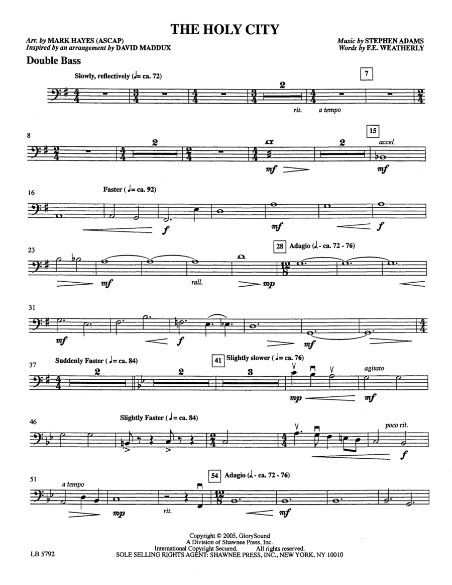 The Holy City (arr. Mark Hayes) - Double Bass