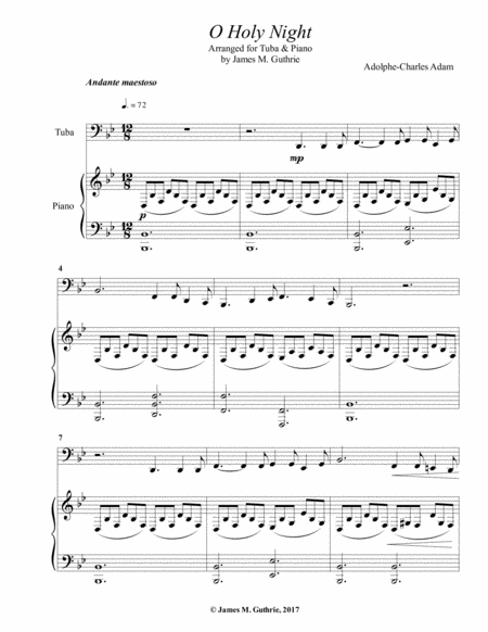 O Holy Night for Tuba & Piano image number null