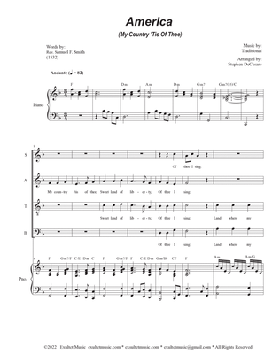 America (My Country, 'Tis of Thee) (Vocal Quartet - (SATB)