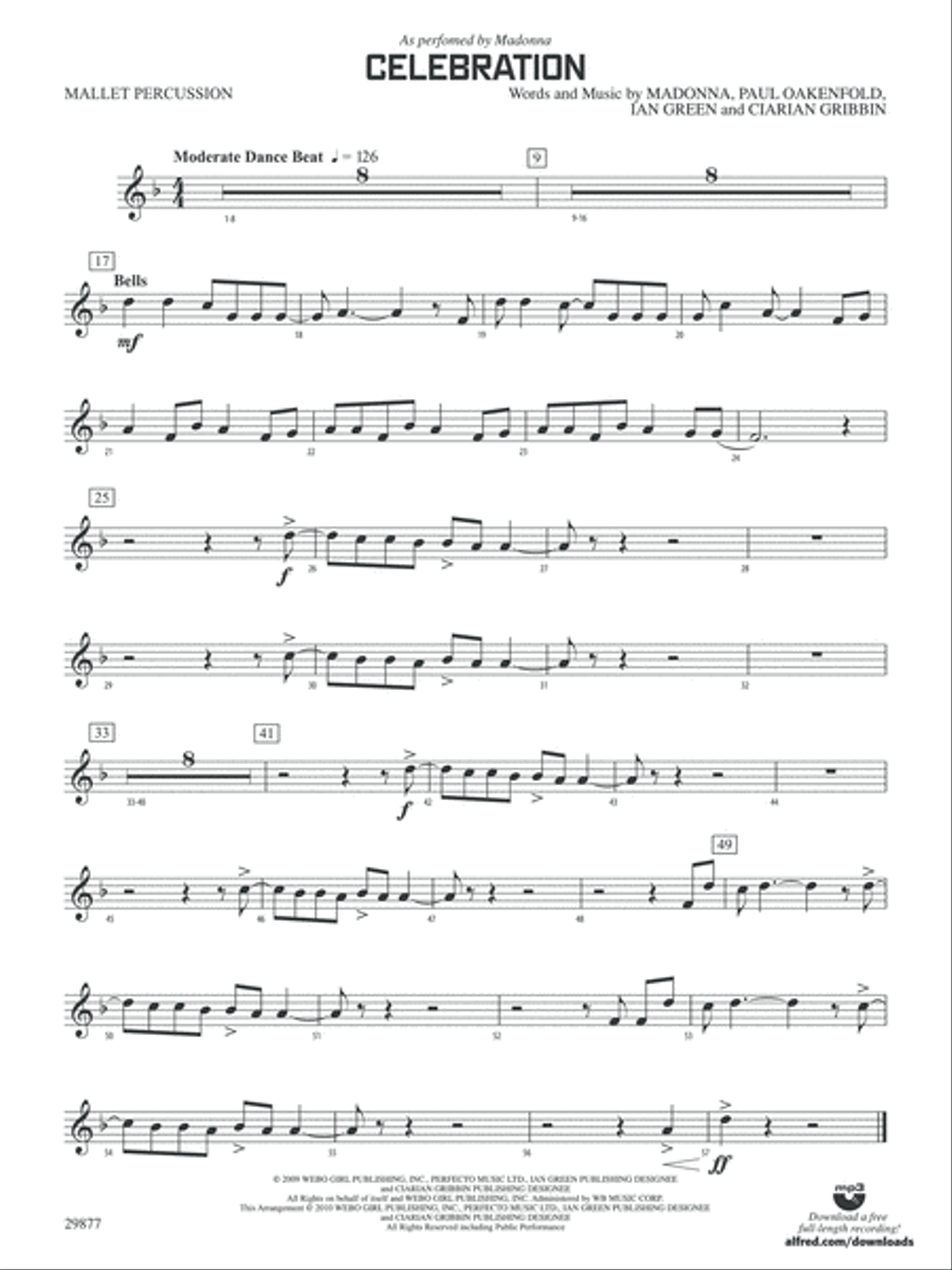 Celebration: Mallets Concert Band scores gallery preview page 1