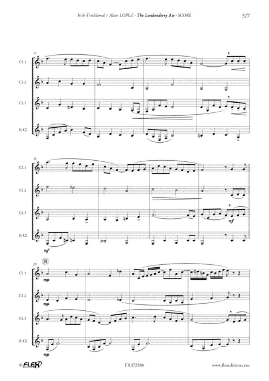 The Londonderry Air Clarinet Quartet scores gallery preview page 3