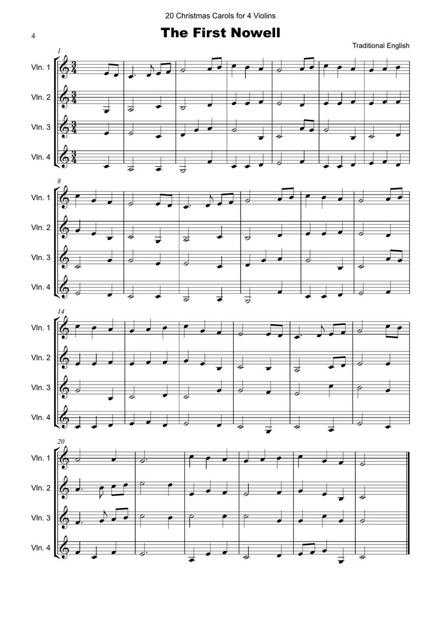 20 Favourite Christmas Carols for Violin Quartet String Quartet scores gallery preview page 5