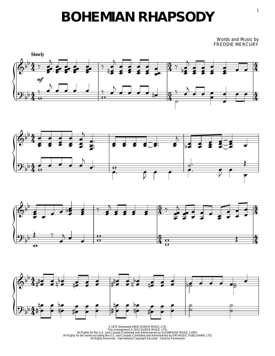 Bohemian rhapsody simply shop piano