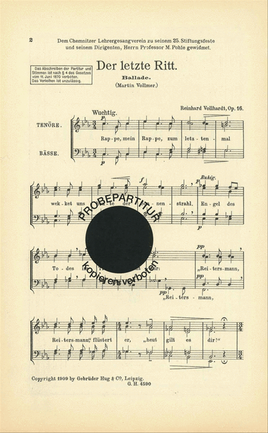 Letzte Ritt Men's Choir scores gallery preview page 1