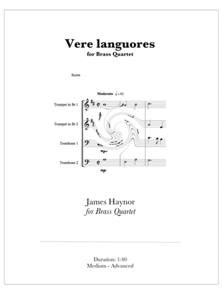 Book cover for Vere languores for Brass Quartet