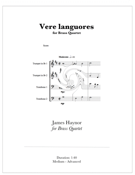Vere languores for Brass Quartet image number null