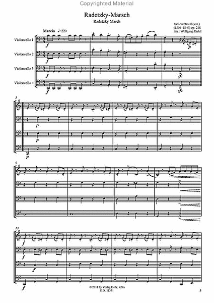 Radetzky-Marsch op. 228 (für vier Violoncelli)