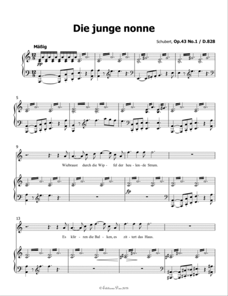 Die junge nonne, by Schubert, D.828, in a minor Voice scores gallery preview page 3