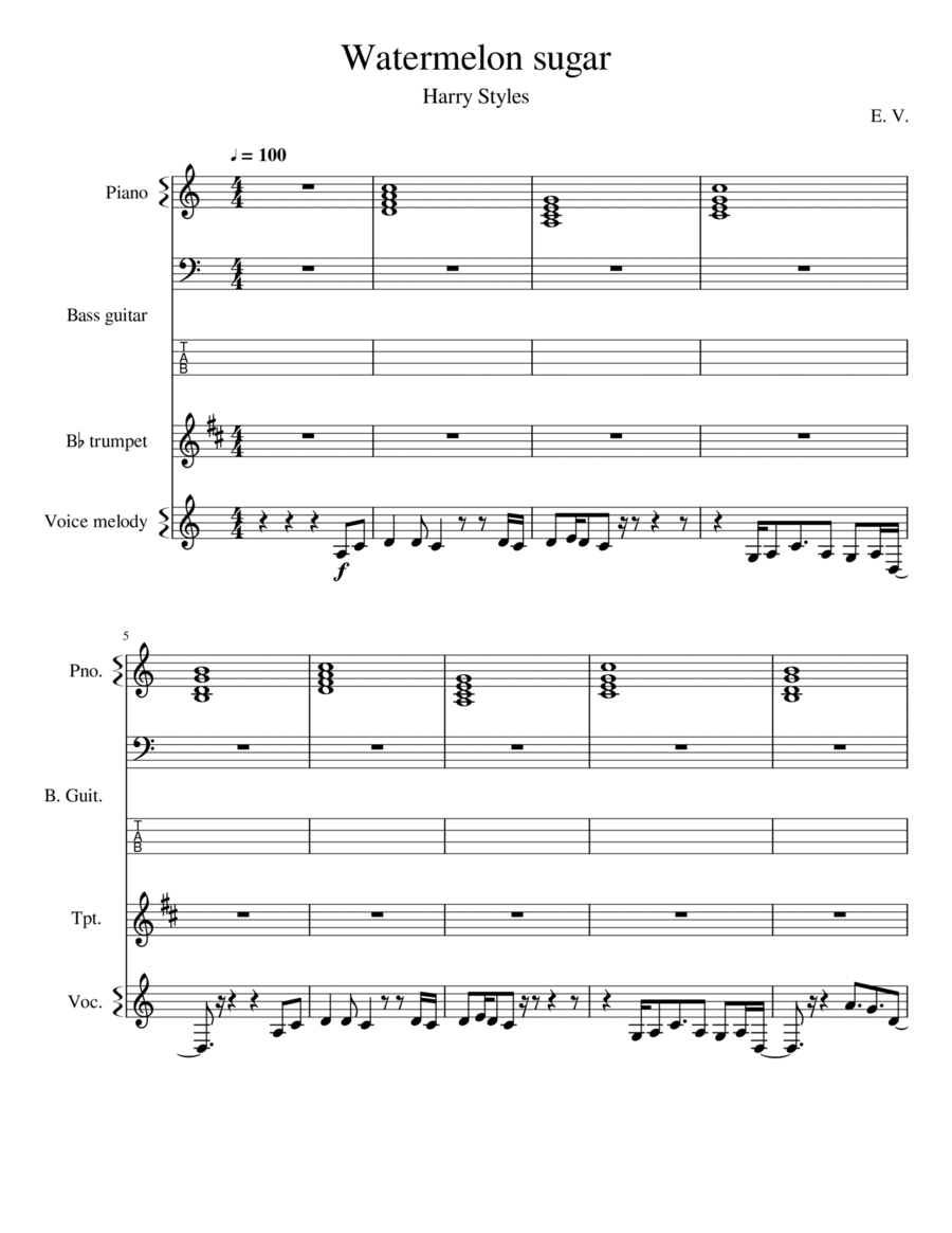 Watermelon Sugar Small Ensemble scores gallery preview page 1