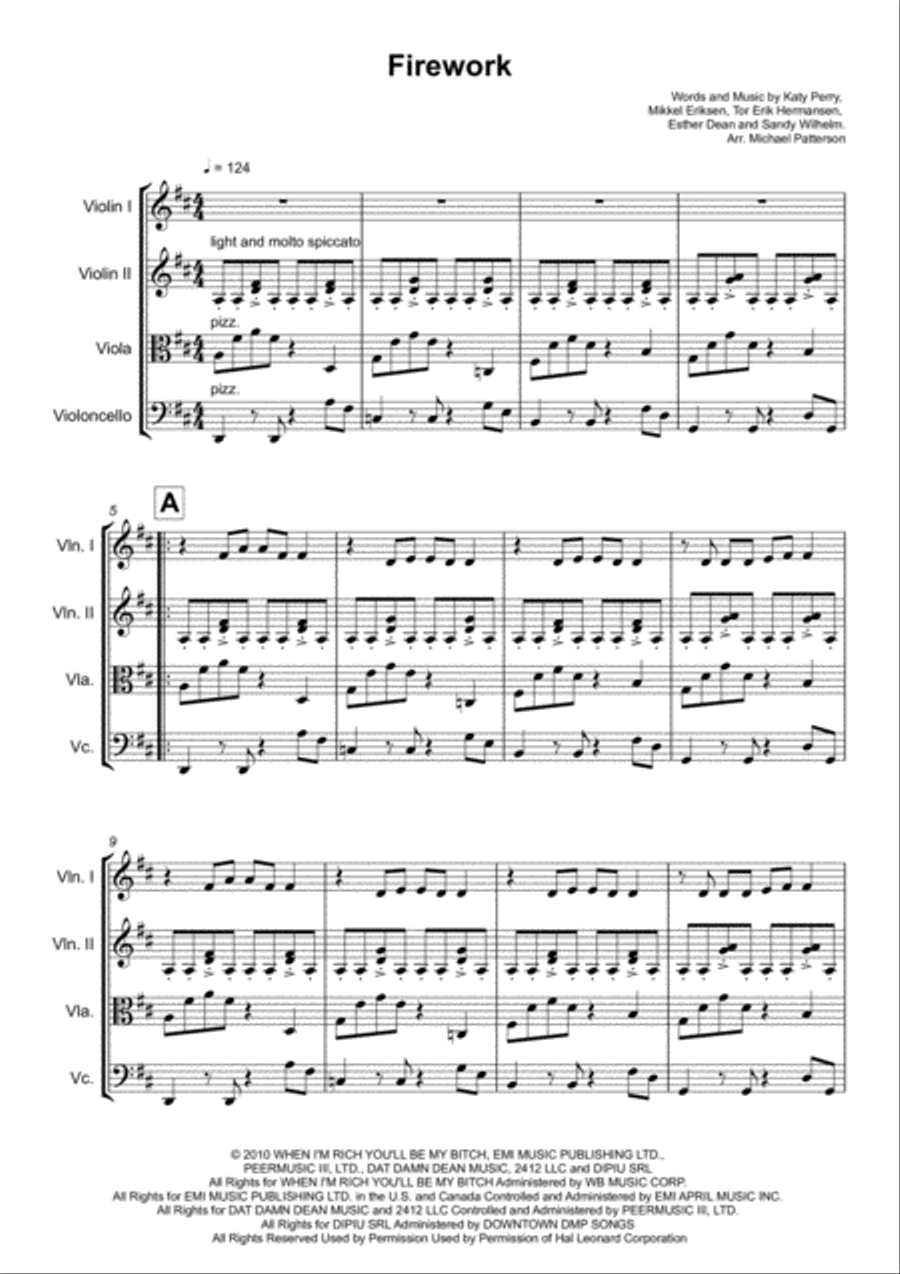 Firework String Quartet scores gallery preview page 1