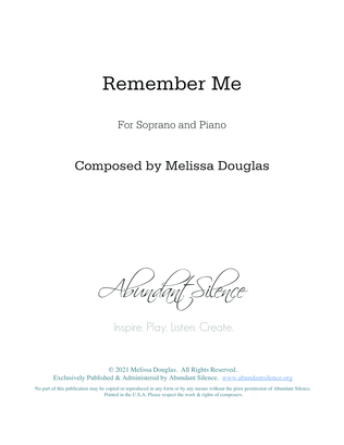 Remember Me for Soprano and Piano by Melissa Douglas
