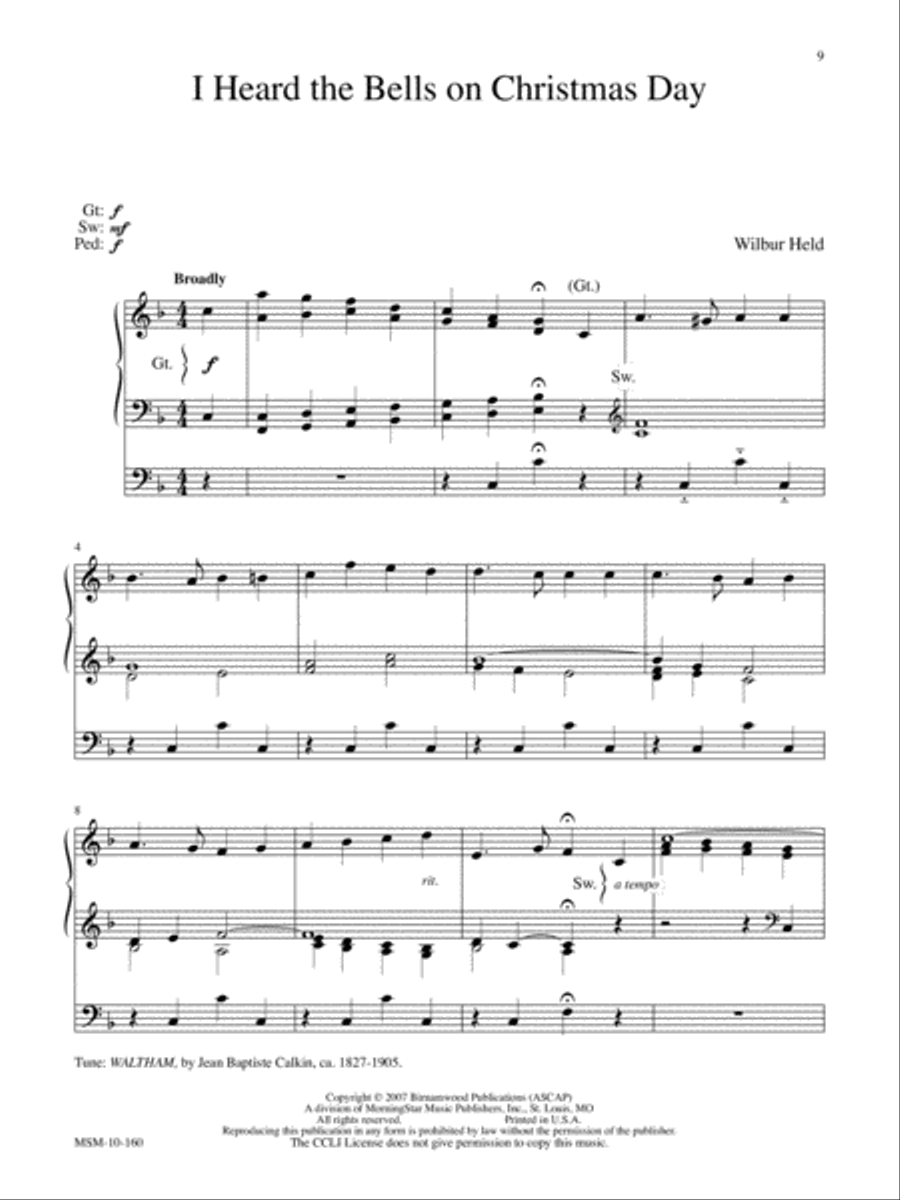I Heard the Bells on Christmas Day Organ scores gallery preview page 5