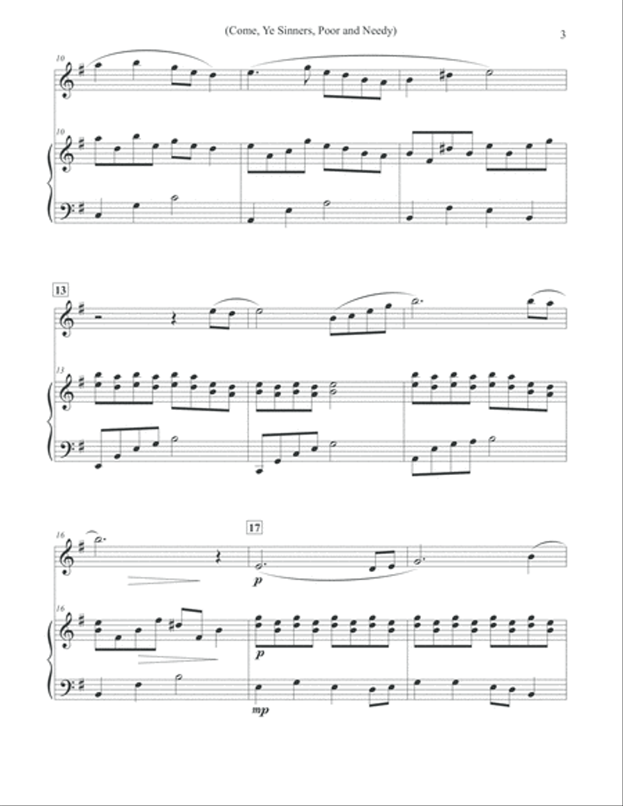 Come, Ye Sinners, Poor and Needy - Flute & Piano Flute Solo scores gallery preview page 3