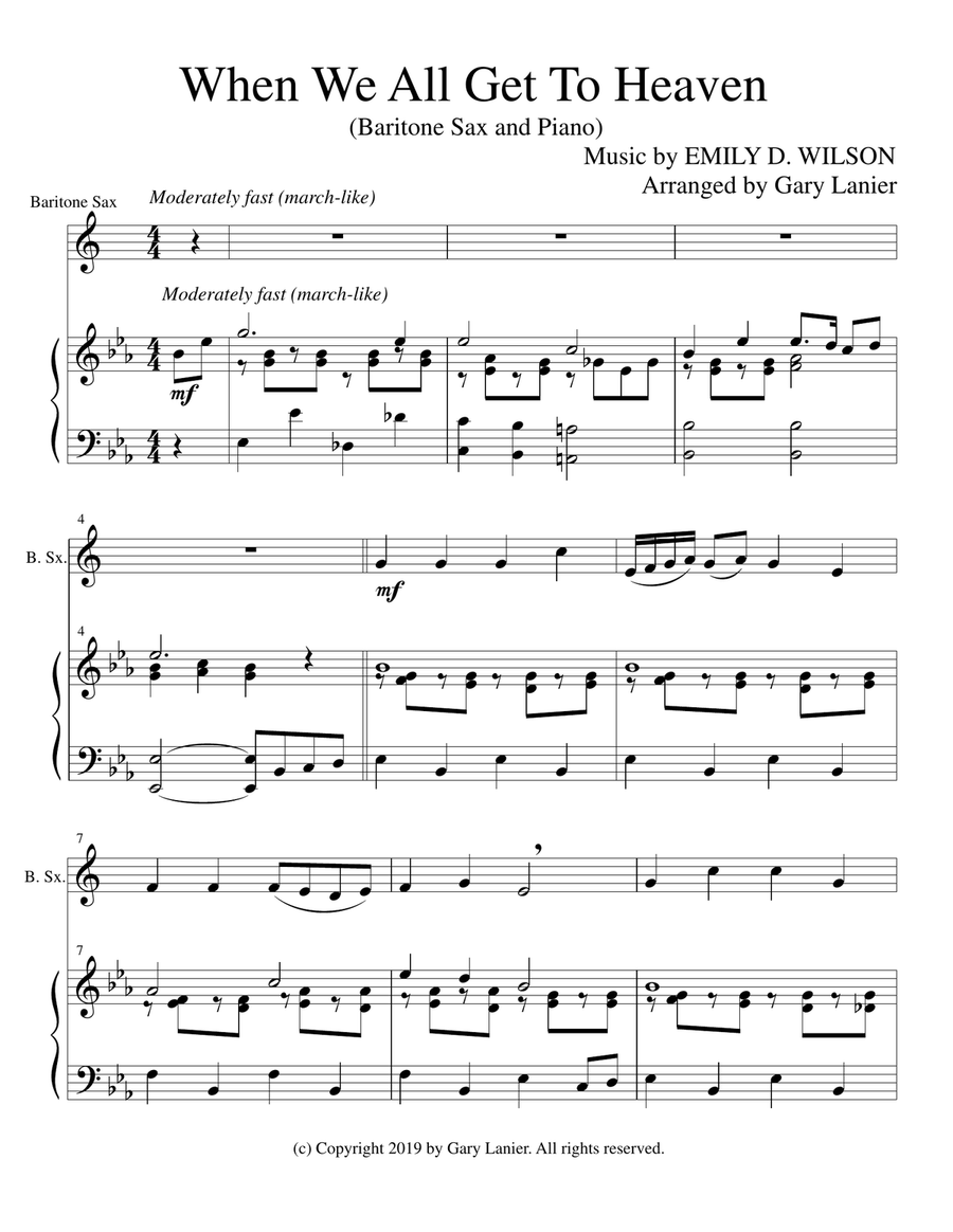 WHEN WE ALL GET TO HEAVEN (Baritone Sax and Piano with Baritone Sax Part) Baritone Saxophone scores gallery preview page 2