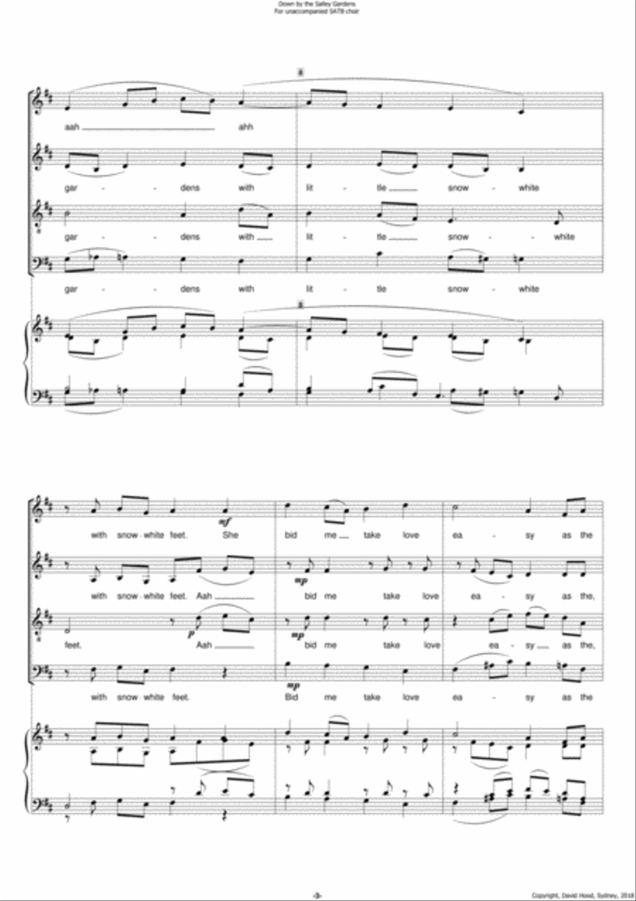 Down by the Salley Gardens 4-Part scores gallery preview page 3