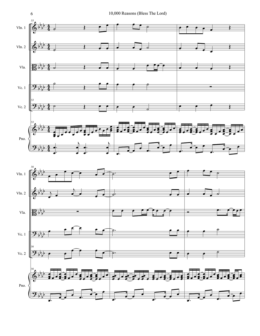10,000 Reasons (Bless The Lord) String Orchestra scores gallery preview page 6