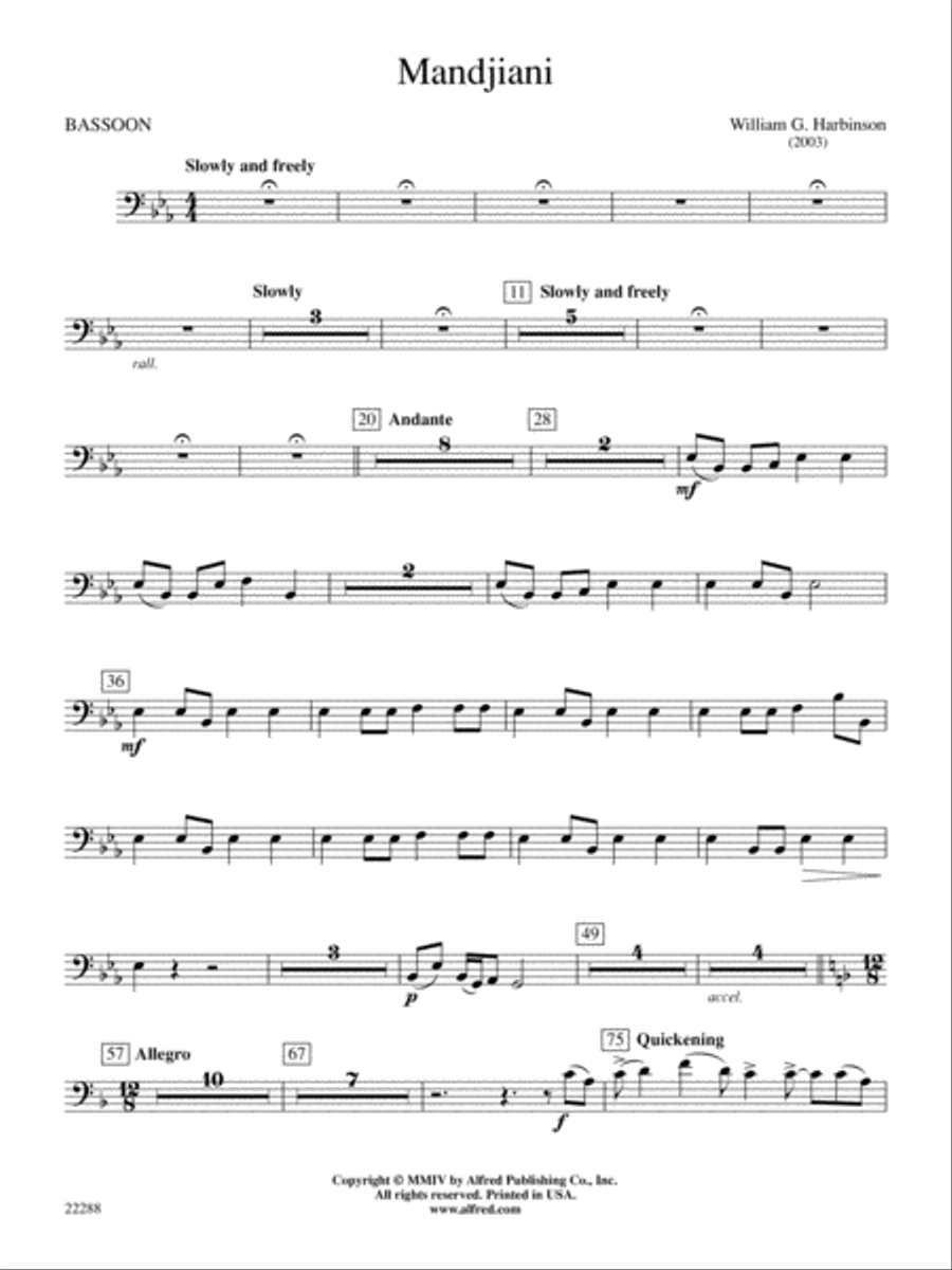 Mandjiani: Bassoon Concert Band scores gallery preview page 1