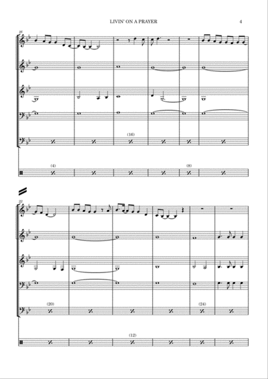 Livin' On A Prayer Brass Ensemble scores gallery preview page 4