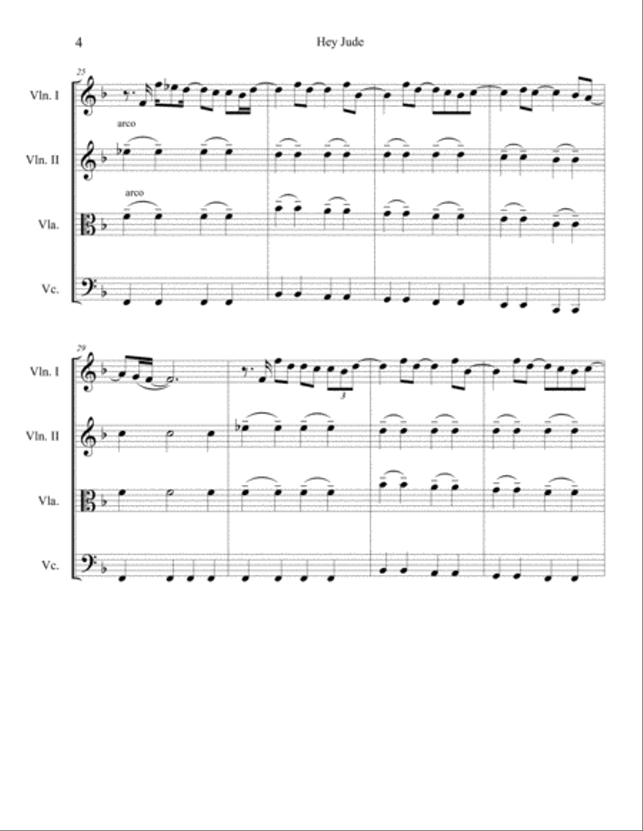 Hey Jude String Quartet scores gallery preview page 5