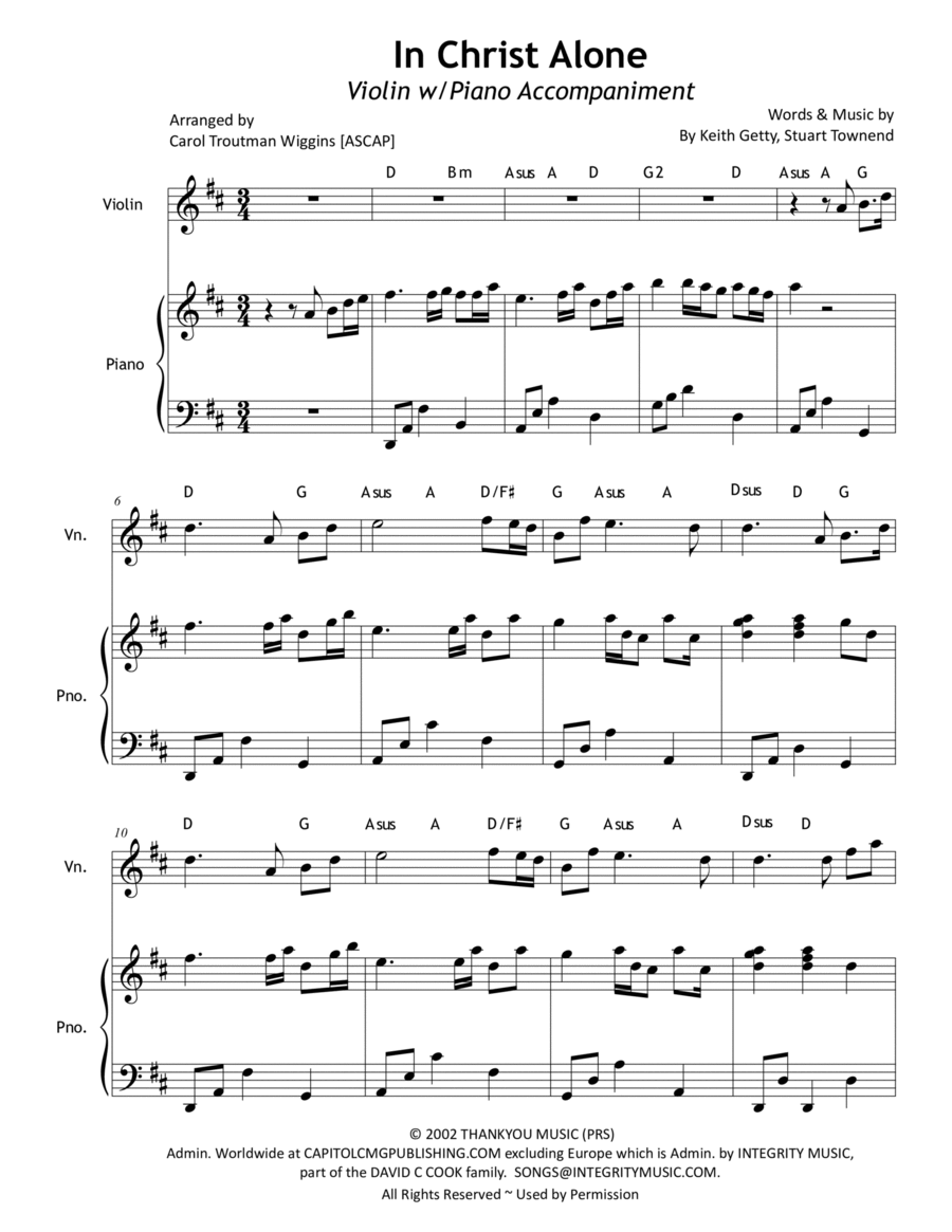 In Christ Alone Violin Solo scores gallery preview page 1
