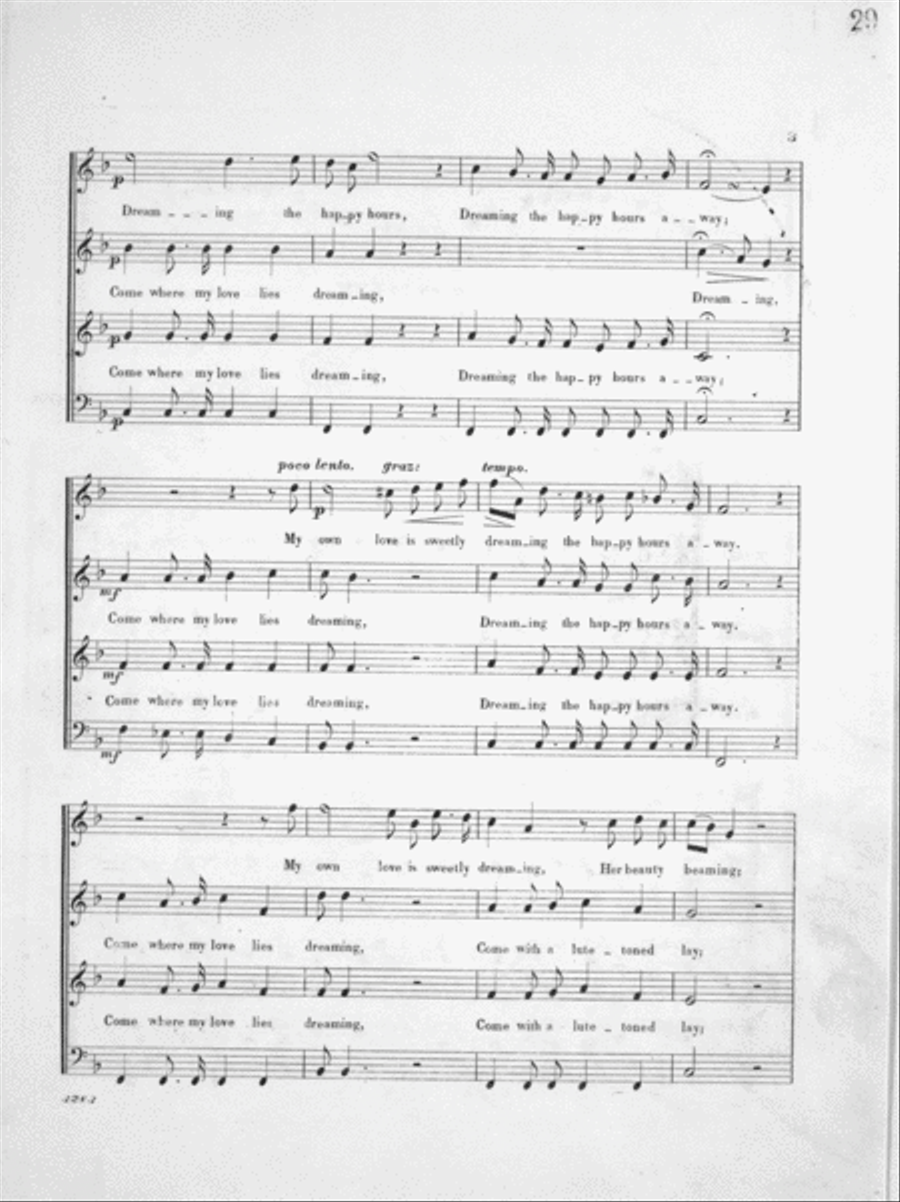 Come Where My Love Lies Dreaming. Quartette 4-Part scores gallery preview page 3