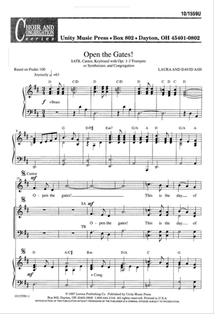 Open the Gates 4-Part scores gallery preview page 1