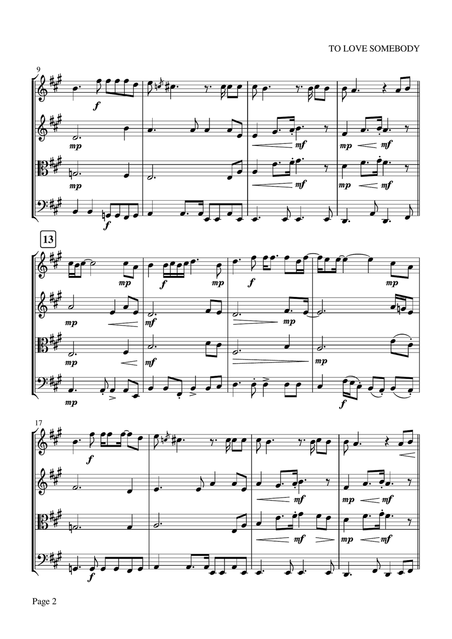 To Love Somebody String Quartet scores gallery preview page 2