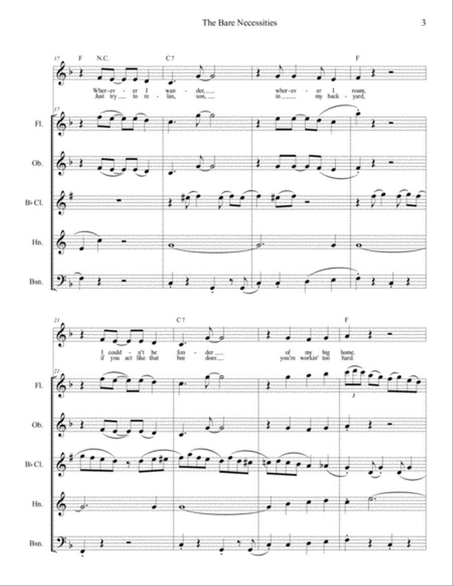 The Bare Necessities from THE JUNGLE BOOK Woodwind Quintet scores gallery preview page 3