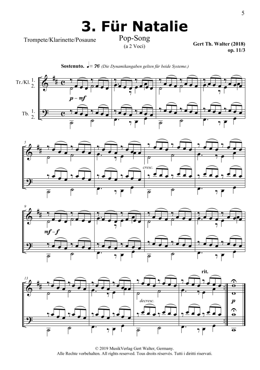 For Natalie (from Brass Pop Romanticists) Clarinet scores gallery preview page 1