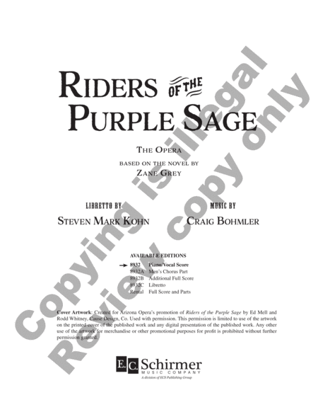Riders of the Purple Sage: The Opera based on the novel by Zane Grey (Piano/Vocal Score)